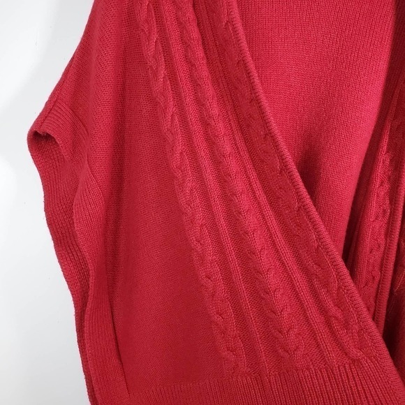 Brooks Brothers Cable Knit Open Front Poncho Cardigan Red One Size - Picture 2 of 8
